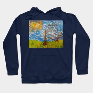 Swirley landscape with tree Hoodie